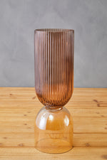 Esma Large Amber and Brown Glass Vase