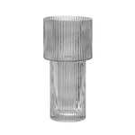 Esma Large Ribbed Grey Glass Vase