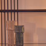 Esma Large Ribbed Grey Glass Vase