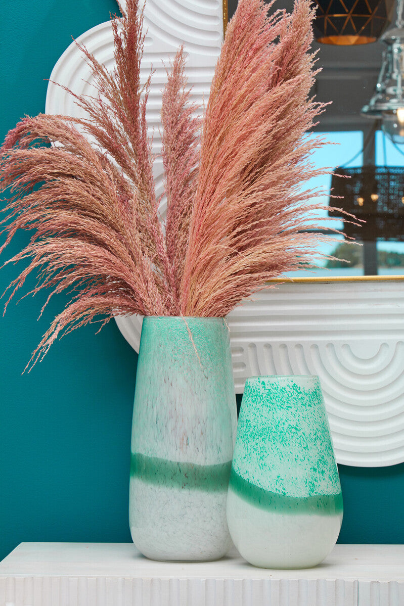 Celia Large Turquoise and White Ombre Vase