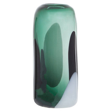 Hania Small Green Glass Vase with Abstract Pattern