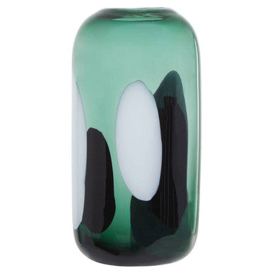 Hania Small Green Glass Vase with Abstract Pattern