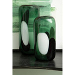 Hania Small Green Glass Vase with Abstract Pattern