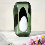 Hania Small Green Glass Vase with Abstract Pattern