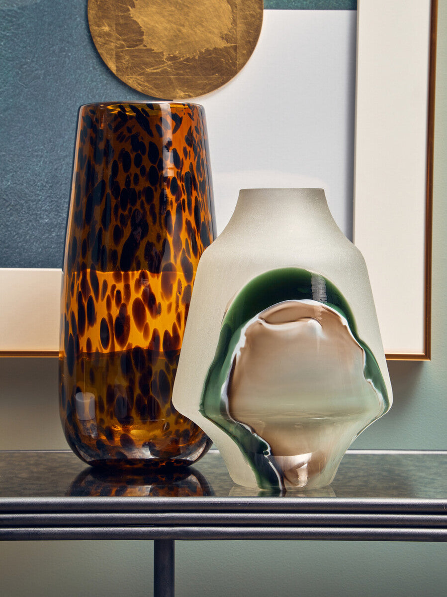 Hakan Glass Vase with Marbled Design