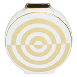 Curva Gold and White Ceramic Round Vase