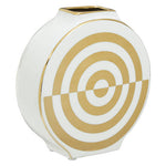 Curva Gold and White Ceramic Round Vase