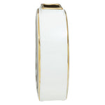 Curva Gold and White Ceramic Round Vase