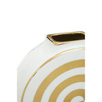 Curva Gold and White Ceramic Round Vase