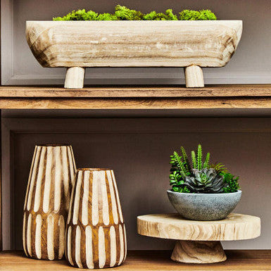 Arlo Large Wooden Engraved Vase