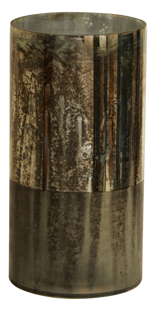 Gaia Large Glass Vase in Metallic Antique Finish