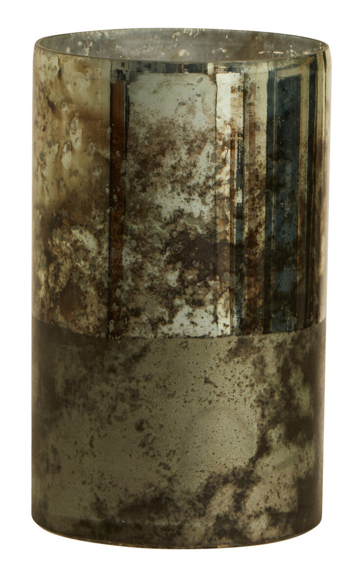 Gaia Medium Glass Vase in Metallic Antique Finish