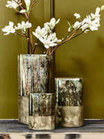 Gaia Small Glass Vase in Metallic Antique Finish