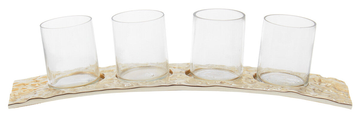 Akola Antique Gold and Glass Tealight Holder