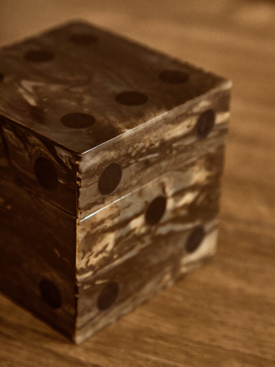 Churchill Games Brown And Black Finish Dice Box With Five Dice