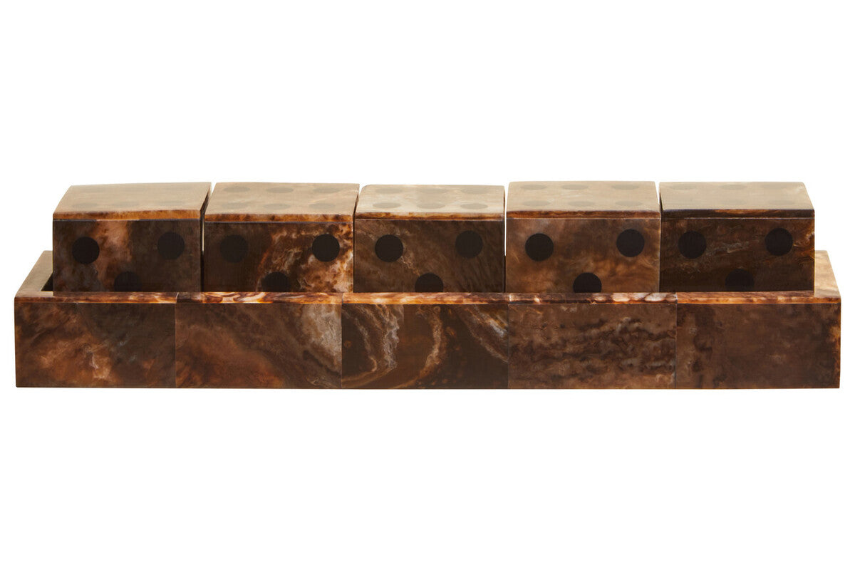 Churchill Games Brown And Black Finish Five Dice Set