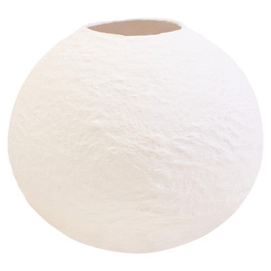 Sanai Cotton Mache Small White Round Vase