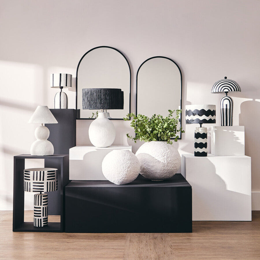 Sanai Cotton Mache Small White Round Vase