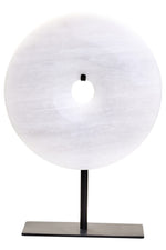Zoro Small Round Dia 20cm Grey Marble Disc Sculpture