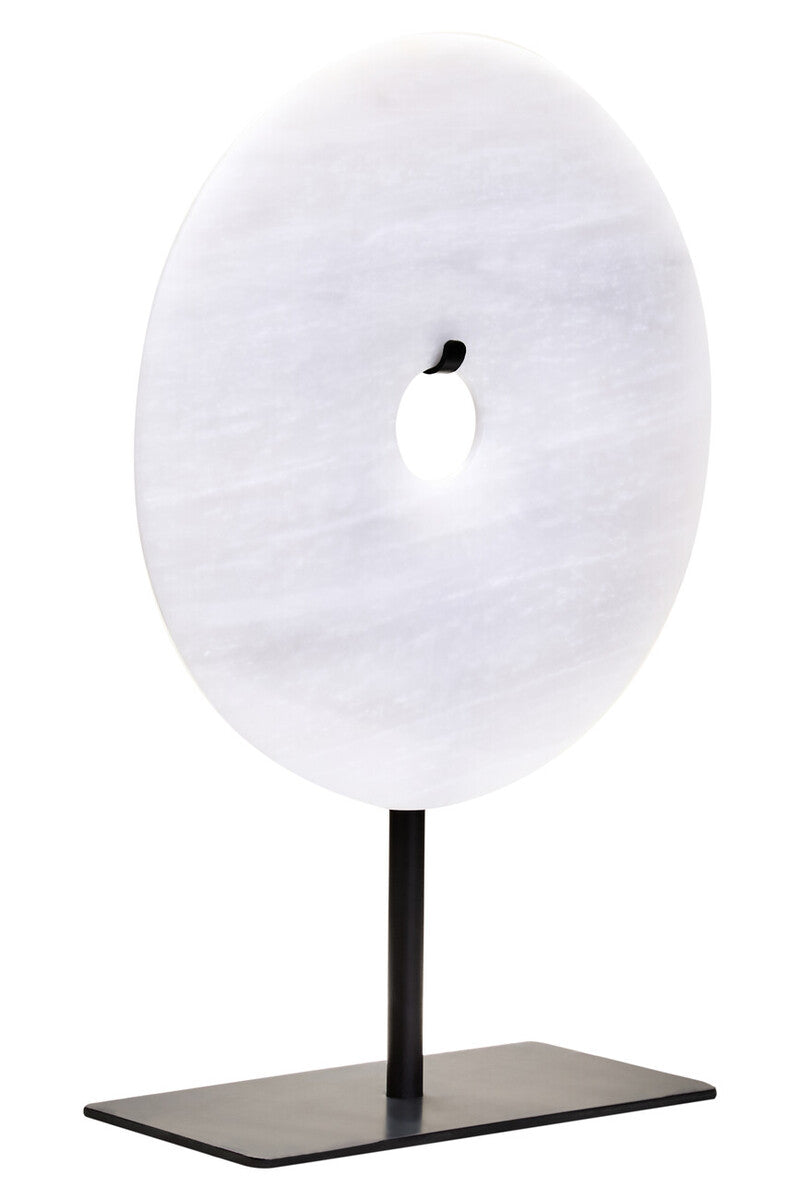 Zoro Small Round Dia 20cm Grey Marble Disc Sculpture