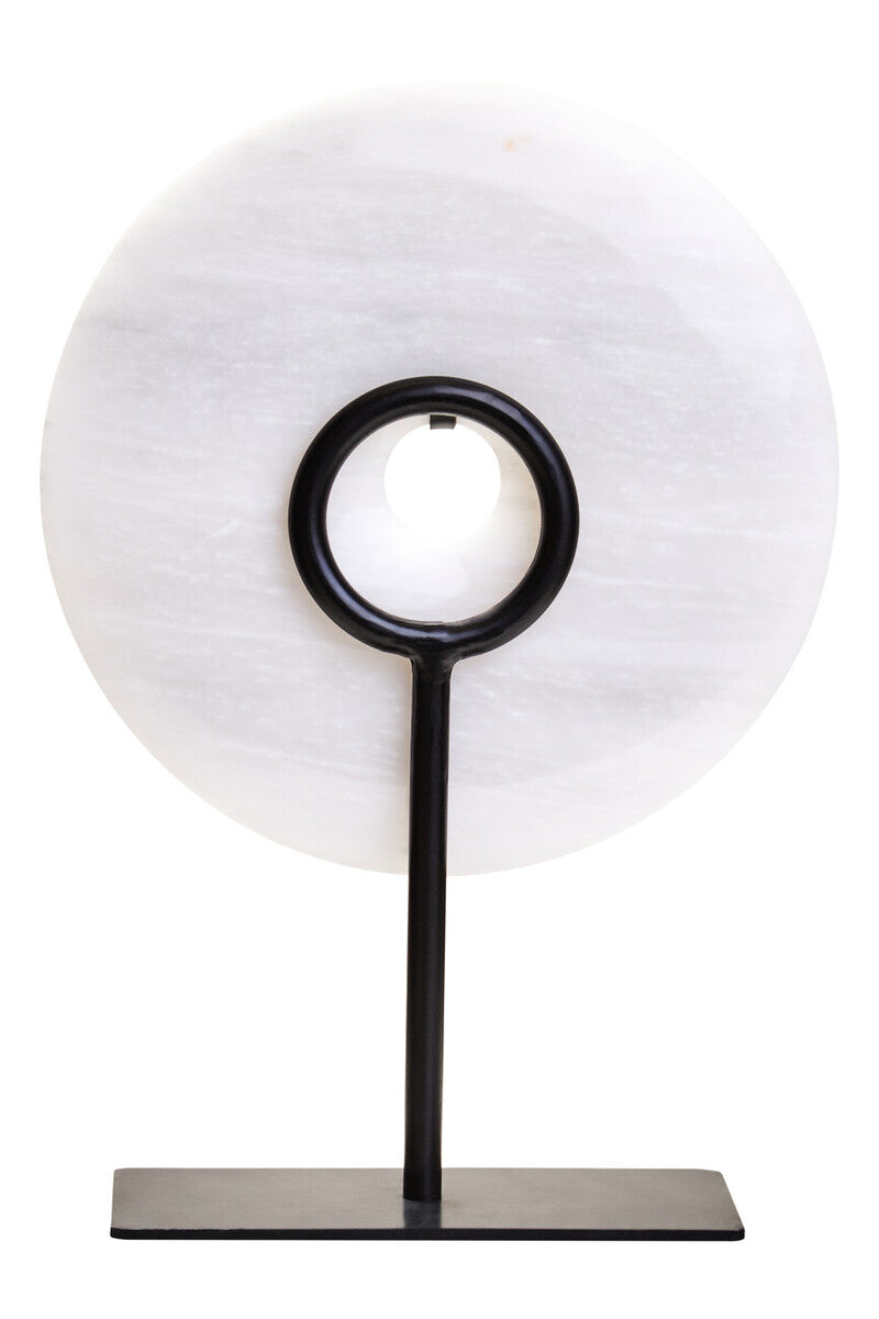 Zoro Small Round Dia 20cm Grey Marble Disc Sculpture