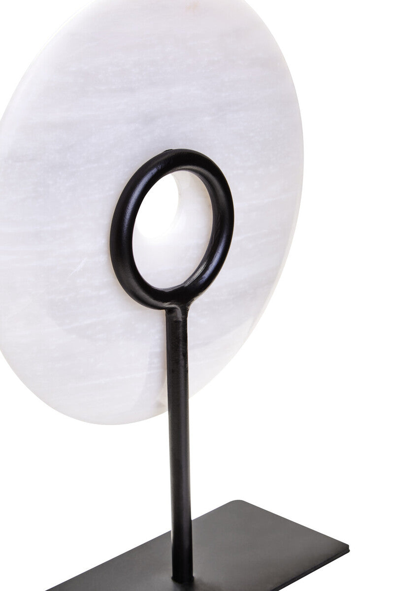 Zoro Small Round Dia 20cm Grey Marble Disc Sculpture