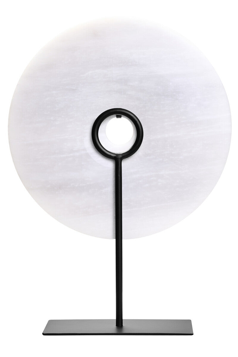 Zoro Large Round Dia 30cm Grey Marble Disc Sculpture