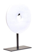 Zoro Extra Small Round Dia 15cm White Marble Disc Sculpture