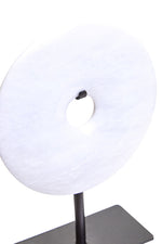 Zoro Extra Small Round Dia 15cm White Marble Disc Sculpture