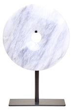 Zoro Small Round Dia 20cm White Marble Disc Sculpture