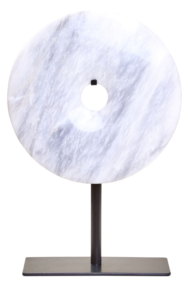 Zoro Small Round Dia 20cm White Marble Disc Sculpture