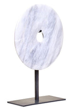 Zoro Small Round Dia 20cm White Marble Disc Sculpture