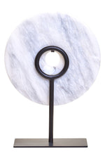 Zoro Small Round Dia 20cm White Marble Disc Sculpture
