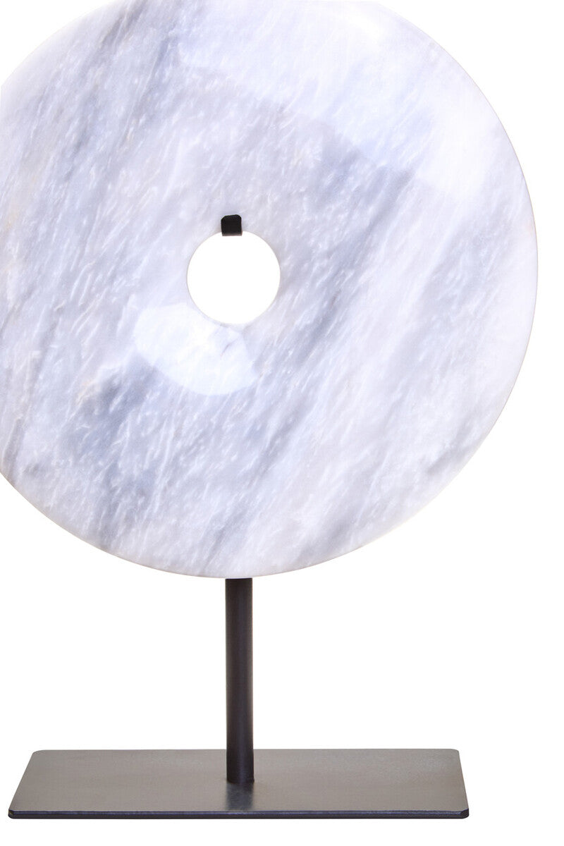 Zoro Small Round Dia 20cm White Marble Disc Sculpture