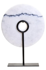 Zoro Medium Round Dia 25cm White Marble Disc Sculpture