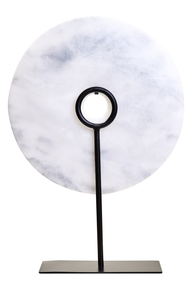 Zoro Large Round Dia 30cm White Marble Disc Sculpture