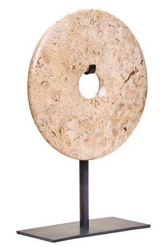 Zoro Small Natural Speckled Marble Round Dia 20cm Disc Sculpture