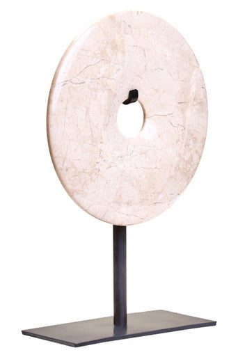 Zoro Extra Small Cream Marble Round Dia 15cm Disc Sculpture