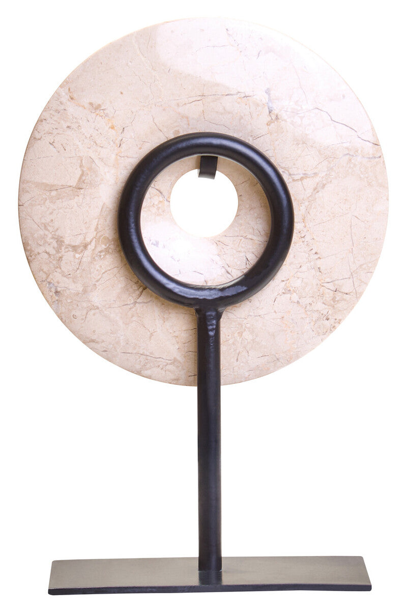 Zoro Extra Small Cream Marble Round Dia 15cm Disc Sculpture