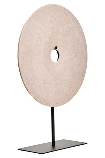 Zoro Large Cream Marble Round Dia 30cm Disc Sculpture