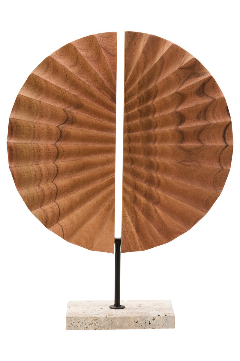 Westo Natural Wood Sculpture With Travertine Base