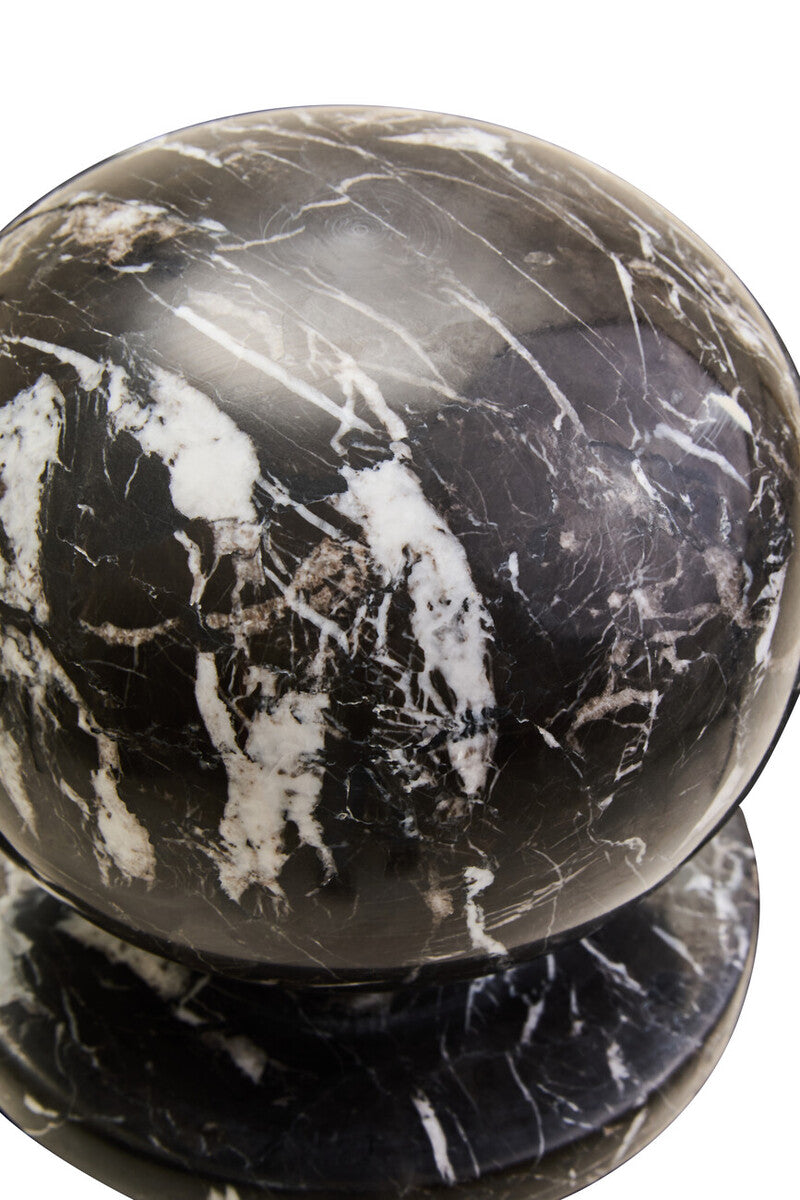Zoro Black and White Veined Marble Ball Sculpture