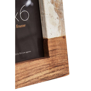 Olena Marble and Acacia 4In X 6In Small Photo Frame