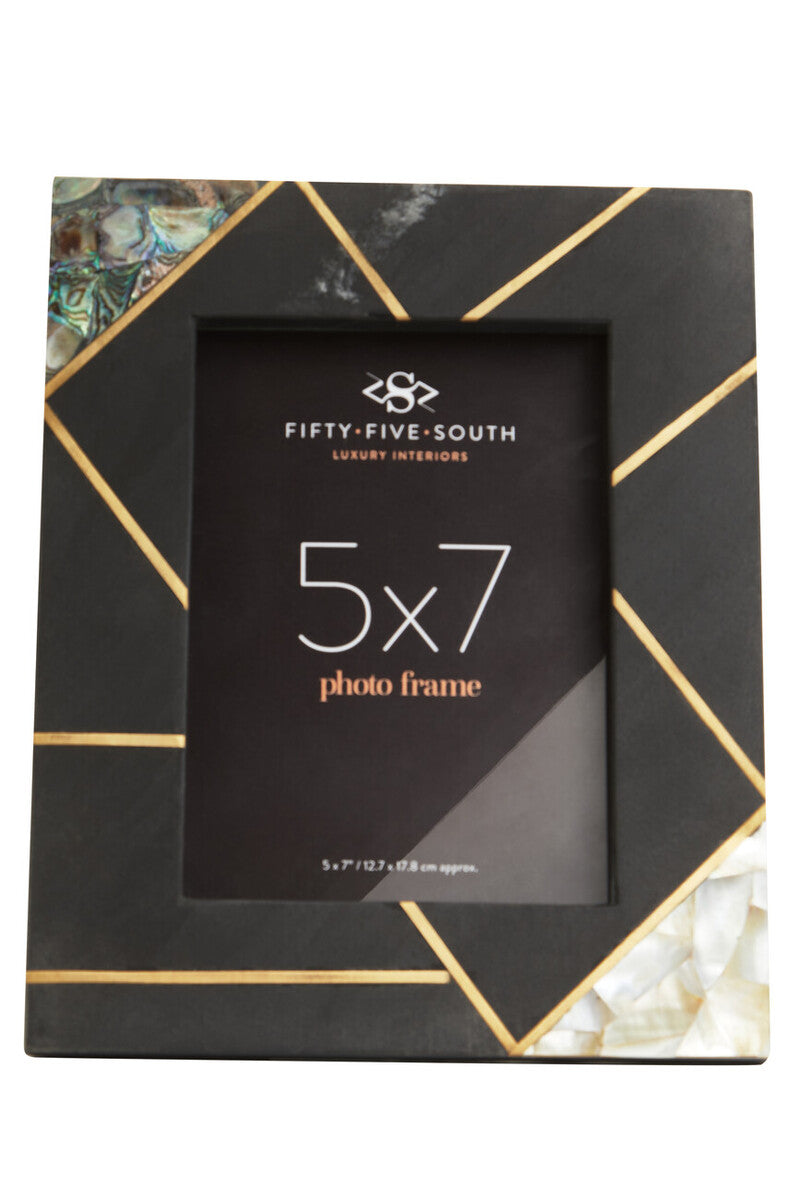 Oriana 5In X 7In Mother of Pearl and Gold Inlay Large Photo Frame