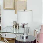 Franklyn Glass Table Lamp with Cream Shade