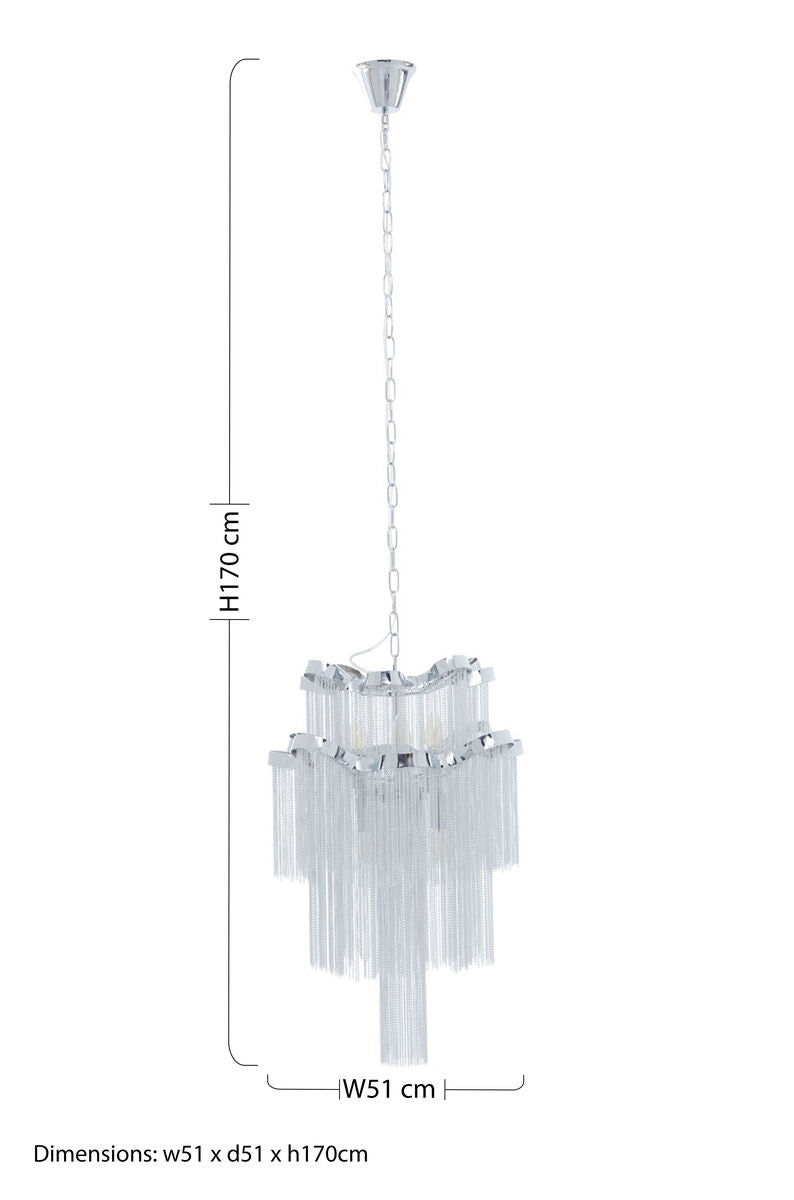 Lerici 2 Tier 6 Light Chrome Pendant 51cm