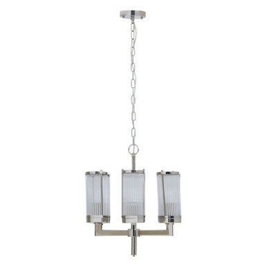 Hilton Glass and Nickel Finish 6 Arm Pendant Light