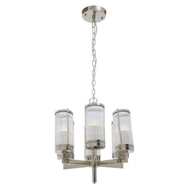 Hilton Glass and Nickel Finish 6 Arm Pendant Light