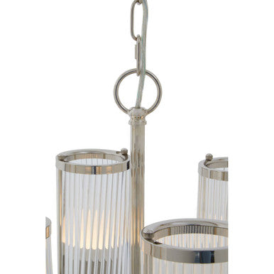 Hilton Glass and Nickel Finish 6 Arm Pendant Light