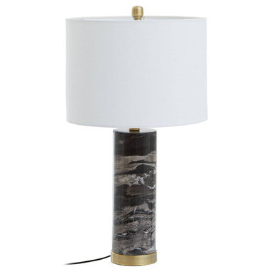 Ebony Black Marble Table Lamp with Ivory Shade